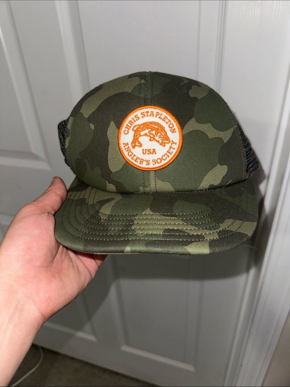 RARE Chirs Stapleton Camo Angler Fishing Snap back hat